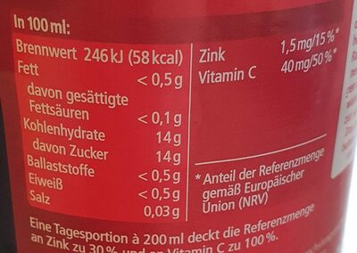 Mehrfruchtsaftmit Echinacea, Zink und Vitamin C - Nutrition facts - de
