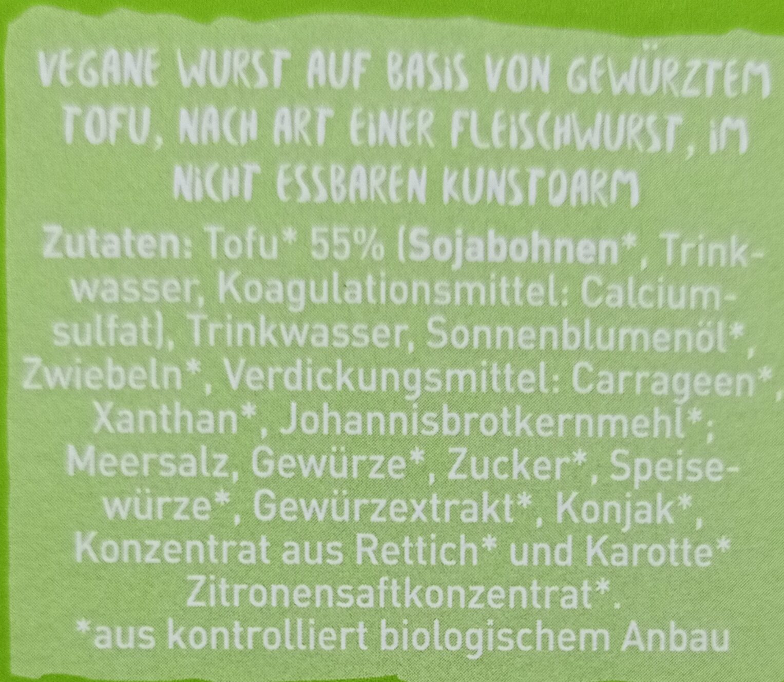 Vegane Schinkenwurst Natur - Ingredients - de
