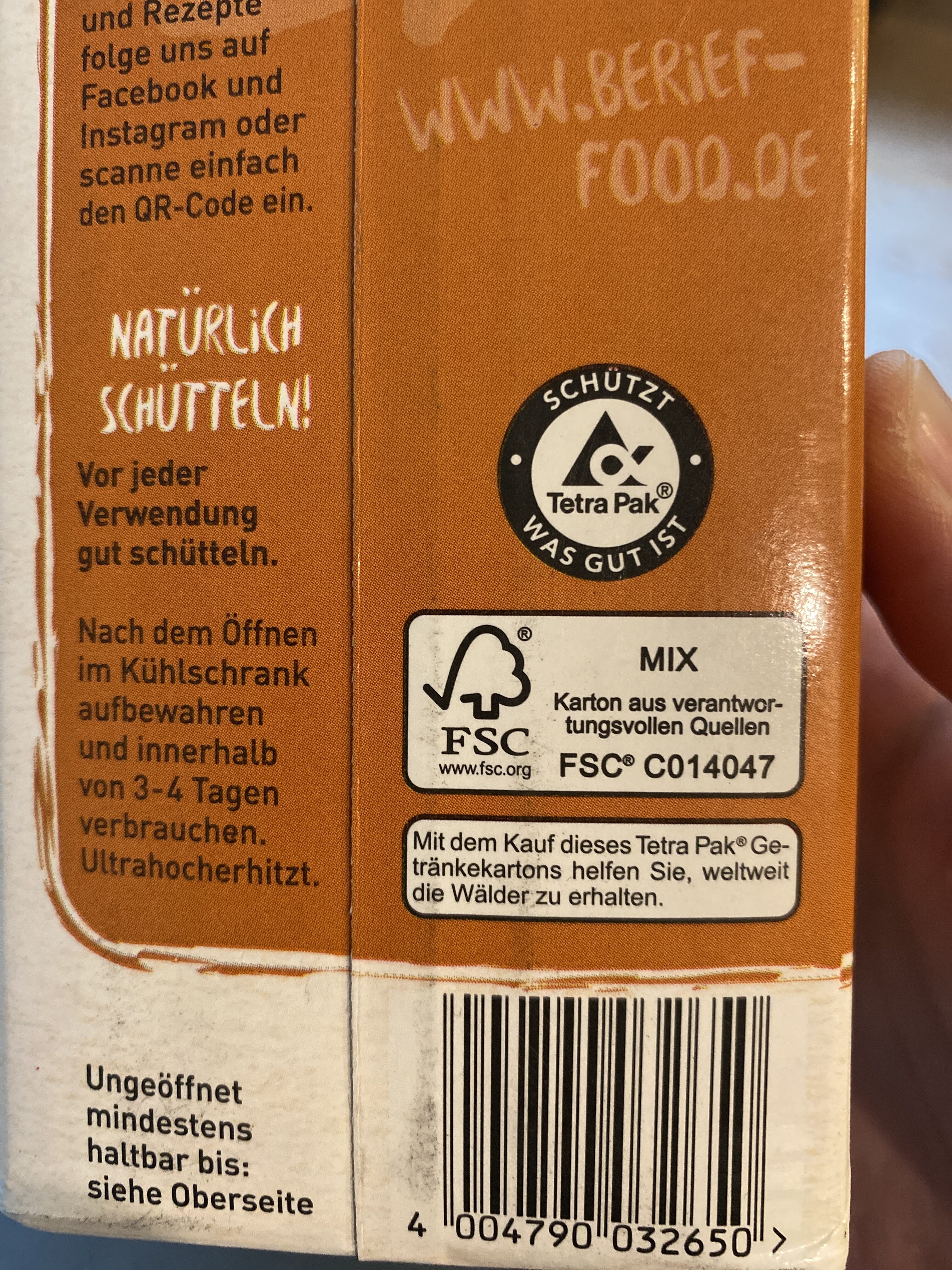 Hafermilch - Recycling instructions and/or packaging information - de