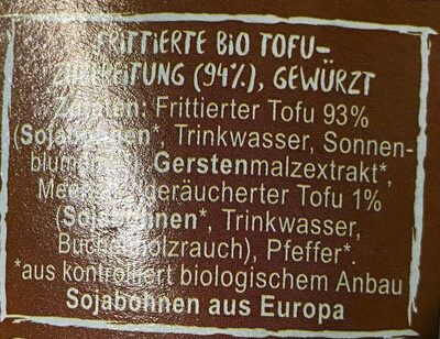 Bio Tofu Gehacktes - Ingredienser - de