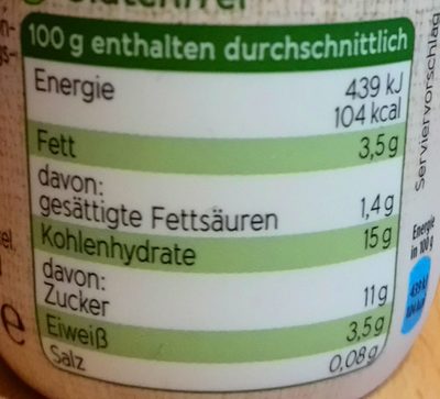 Bio Sojaghurt Stracciatella - Nährwertangaben