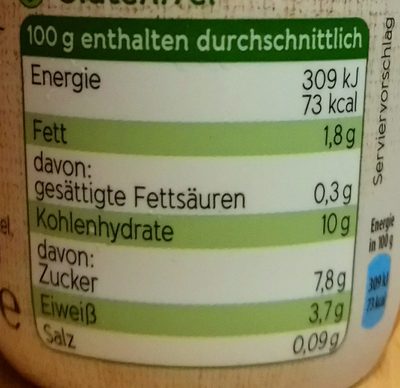 Bio Sojaghurt Waldfrucht - Nährwertangaben