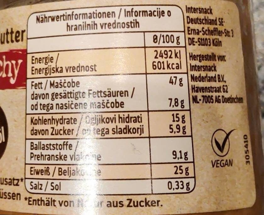 Erdnuss Butter crunchy - Tableau nutritionnel - de