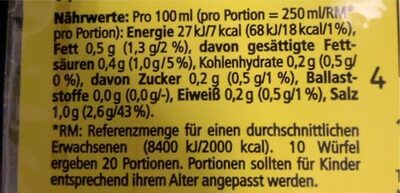 Fette Brühe, 10 x 0,5 Liter - Nährwertangaben