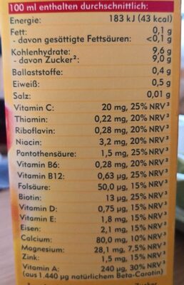 Amecke + Für Sie - Tableau nutritionnel - de