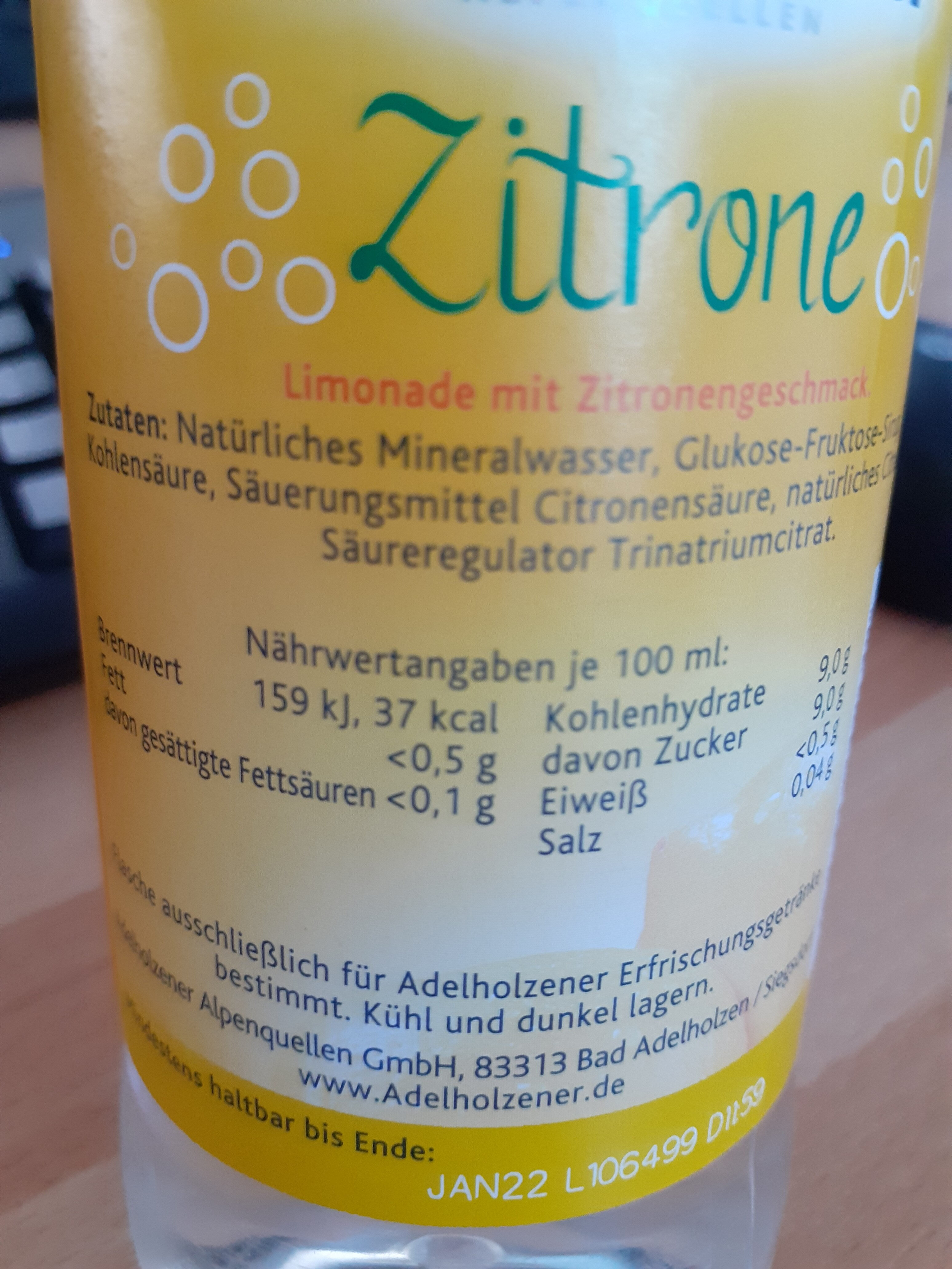 Zitrone Limonade mit Zitronengeschmack - Zutaten