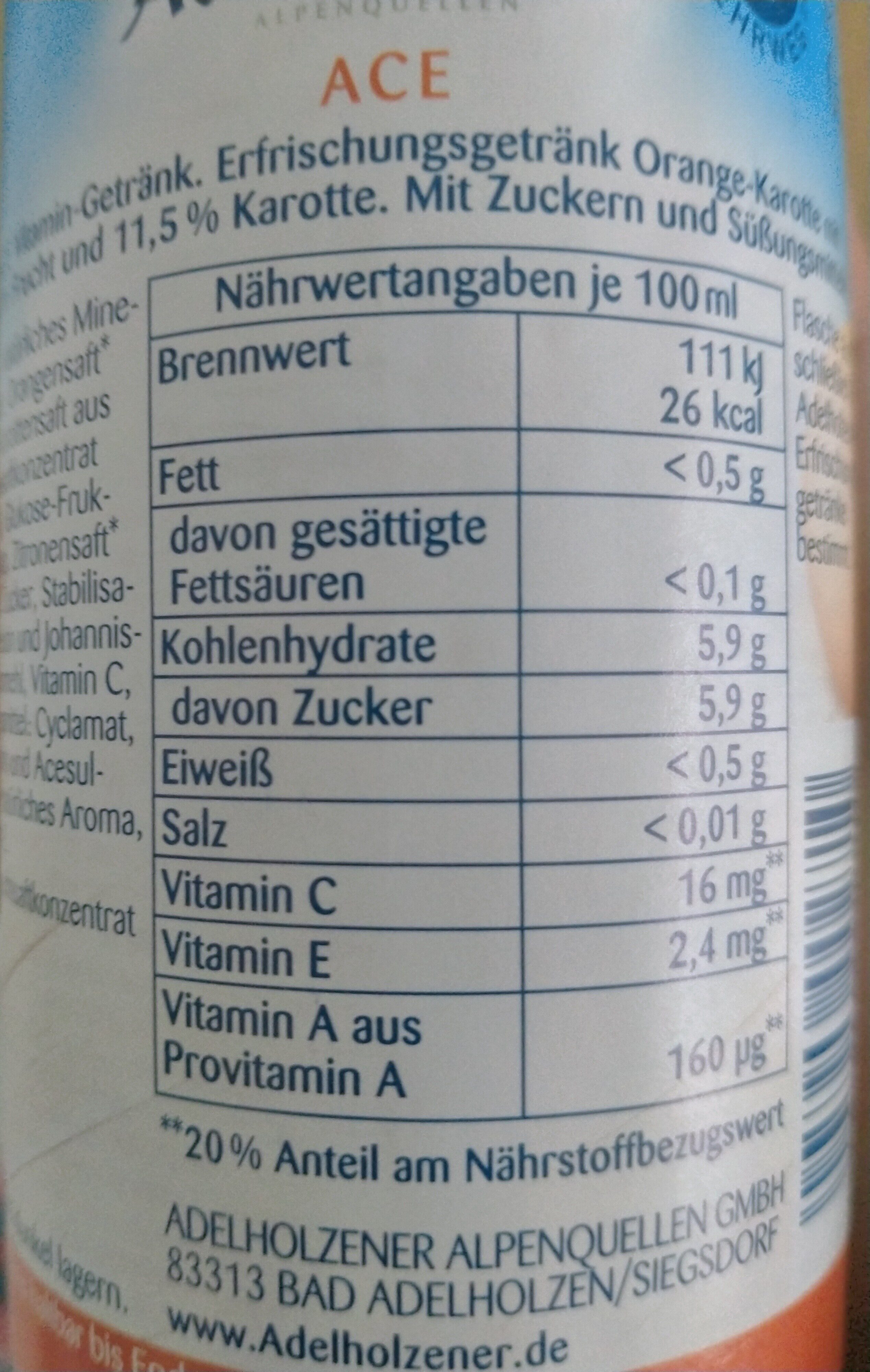 A C E Vitamin-Getränk - Ingrédients