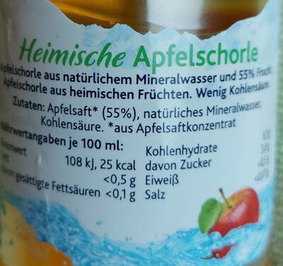 Heimische Apfelschorle - Tableau nutritionnel - de