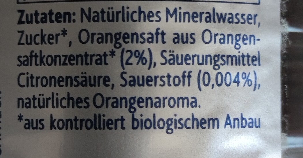 Active O2 bio Orange - Ingredienser - de