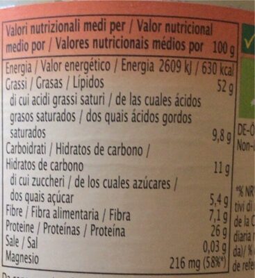 Crema di arachidi - Informació nutricional - en