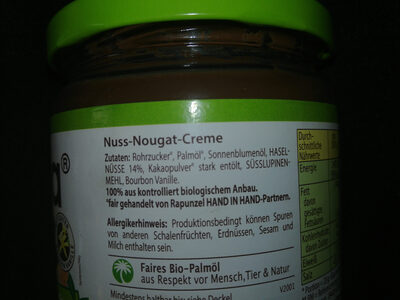 Nuss-Nougat Creme Bionella - Ingredienti - de