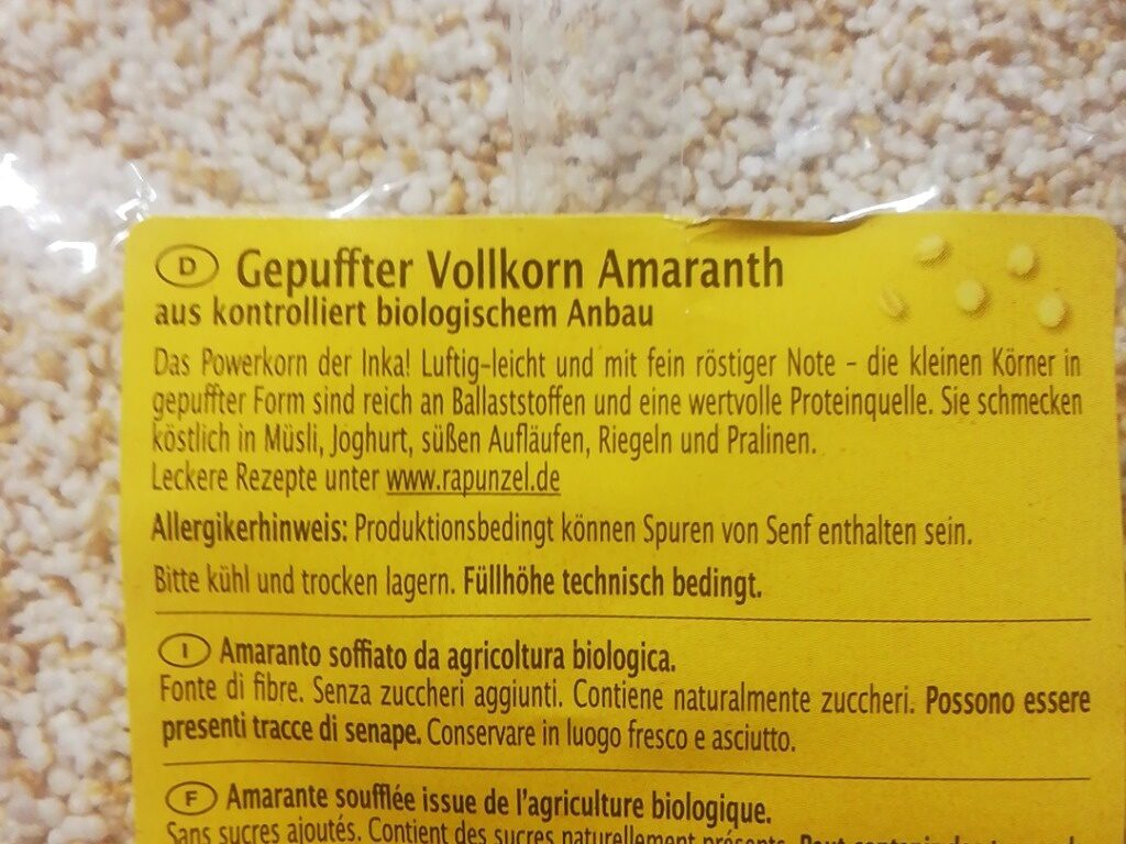Alpen Amaranth - Ingrediënten - de