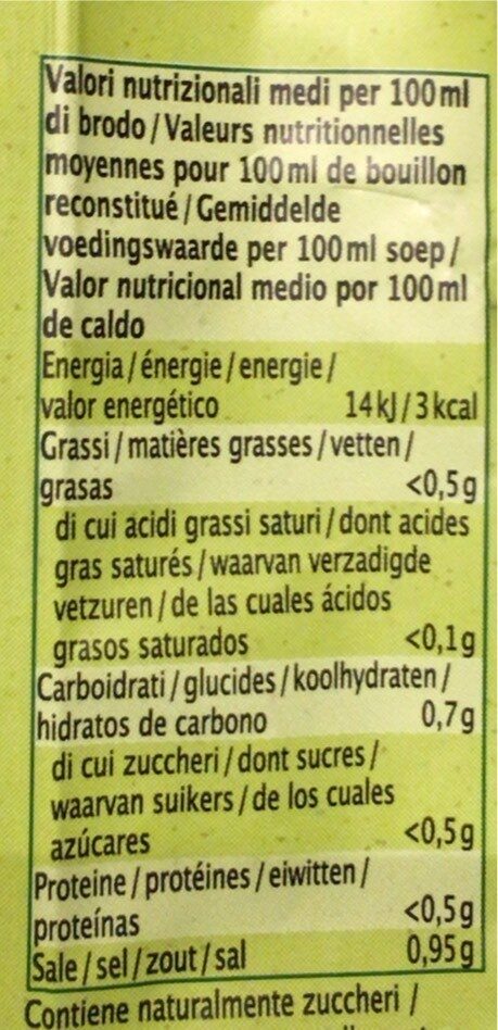 Brodo groentebouillon poeder - Valori nutrizionali