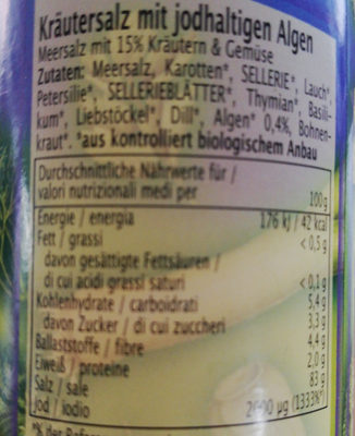 Rapunzel Jodiertes Kräutersalz,125 GR Dose - حقائق غذائية - de