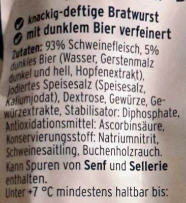 Bayerische Bier-Bratwurst - Zutaten