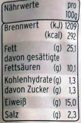 Bayerische Bier-Bratwurst - Nährwertangaben