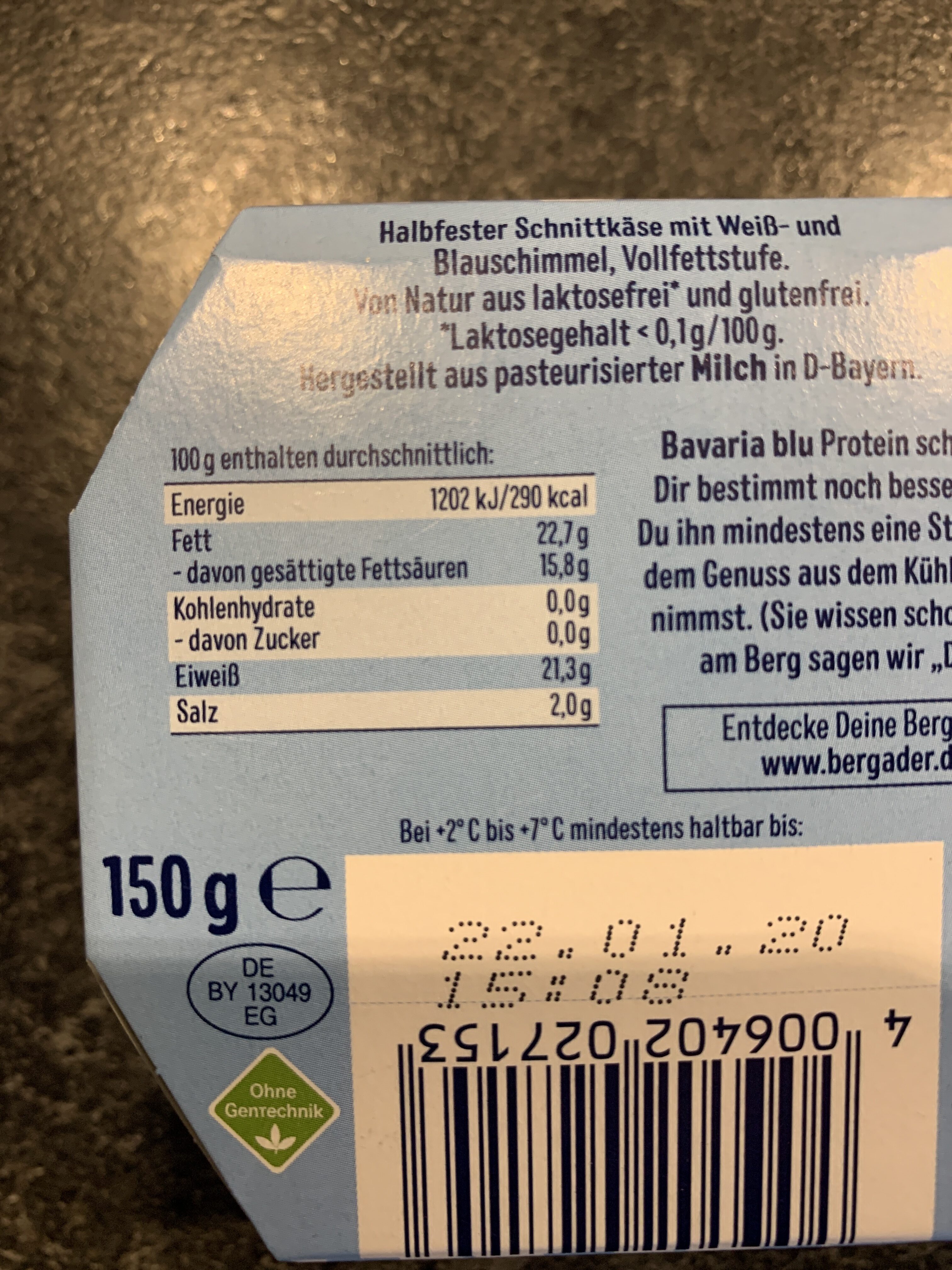 Bavaria blu 30g Protein - Nährwertangaben