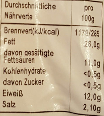 Fleischwurst halber Ring - Nutrition facts - de