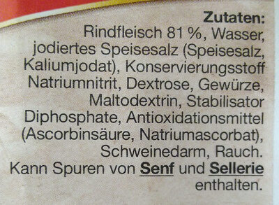 Original Frankfurter Rindswurst - Ingredients - de