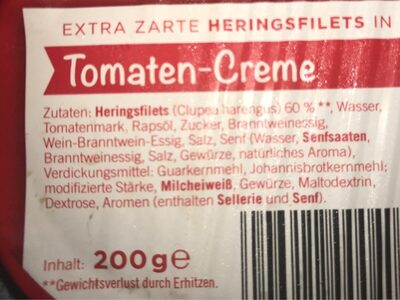Heringsfilets in Tomaten-Creme - Ingrédients