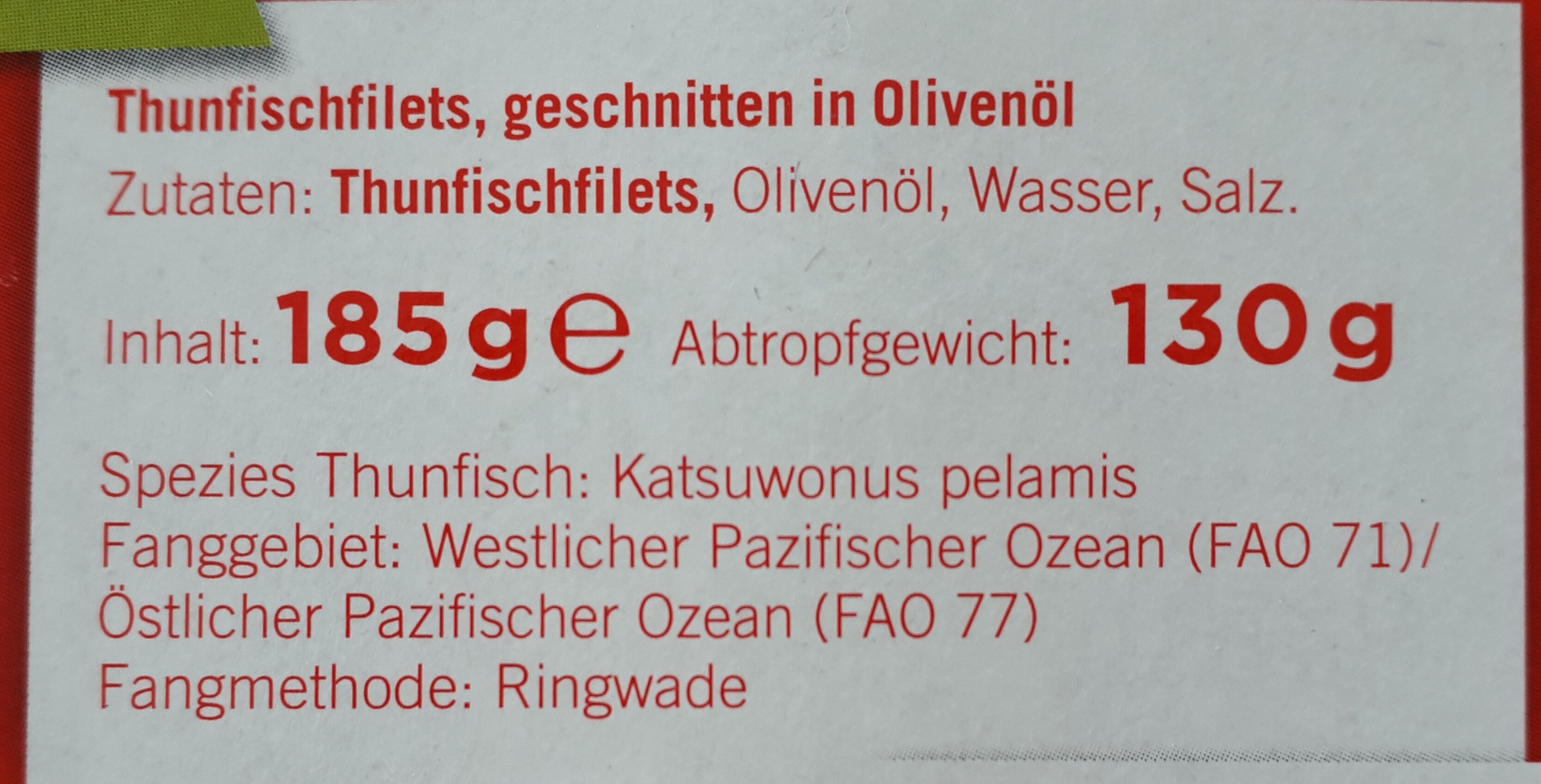 Thunfisch in Olivenöl - Ingredients - de