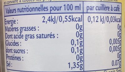 Edulcorant Liquide de table - Nährwertangaben - fr