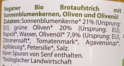 Oliven Brotaufstrich - Zutaten