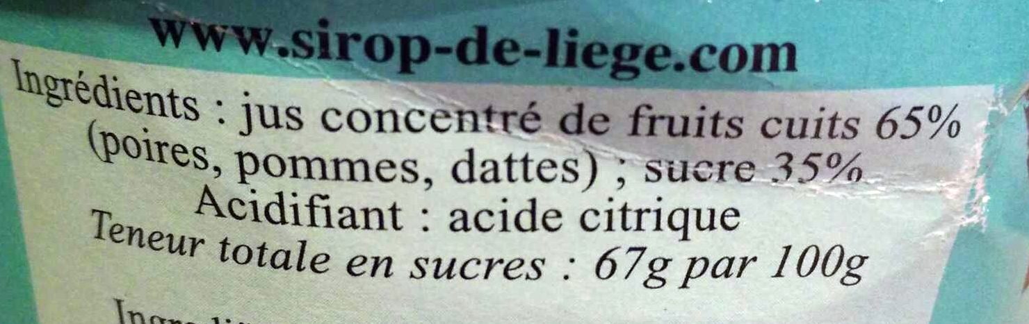 Sirop de Liège - Ingrédients