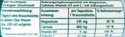 Magnesium + Calcium + D3 - Nährwertangaben