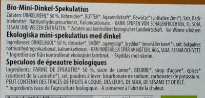 Speculoos de épeautre biologiques - Ingredients - fr
