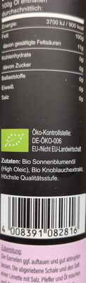 bio Knoblauchöl - Nährwertangaben