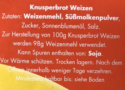 Knusperbrot Goldweizen - Ingrédients