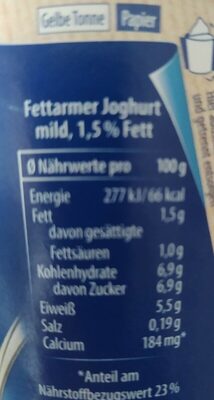 Joghurt  mild - Nährwertangaben