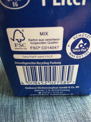 H-Milch 1,5% - Wiederverwertungsanweisungen und/oder Verpackungsinformationen