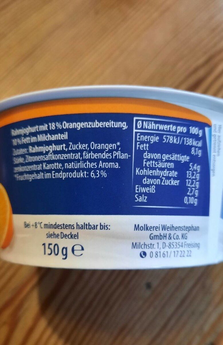 Rahmjoghurt, 10 % Fett - Nährwertangaben