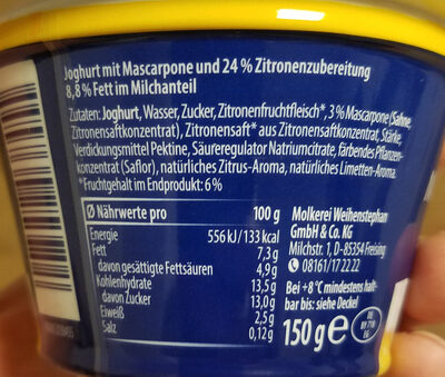 Mascarpone Joghurt auf Zitrone - Zutaten
