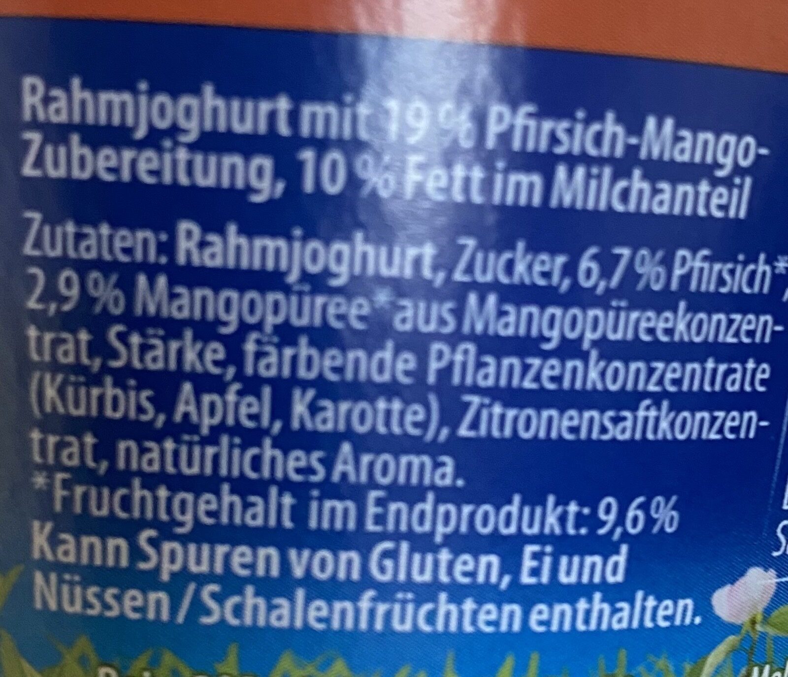 Rahmjoghurt Pfirsich-Mango - Zutaten