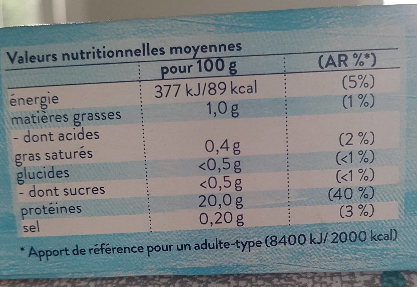 Filets de saumon sauvage - Nutrition facts - fr