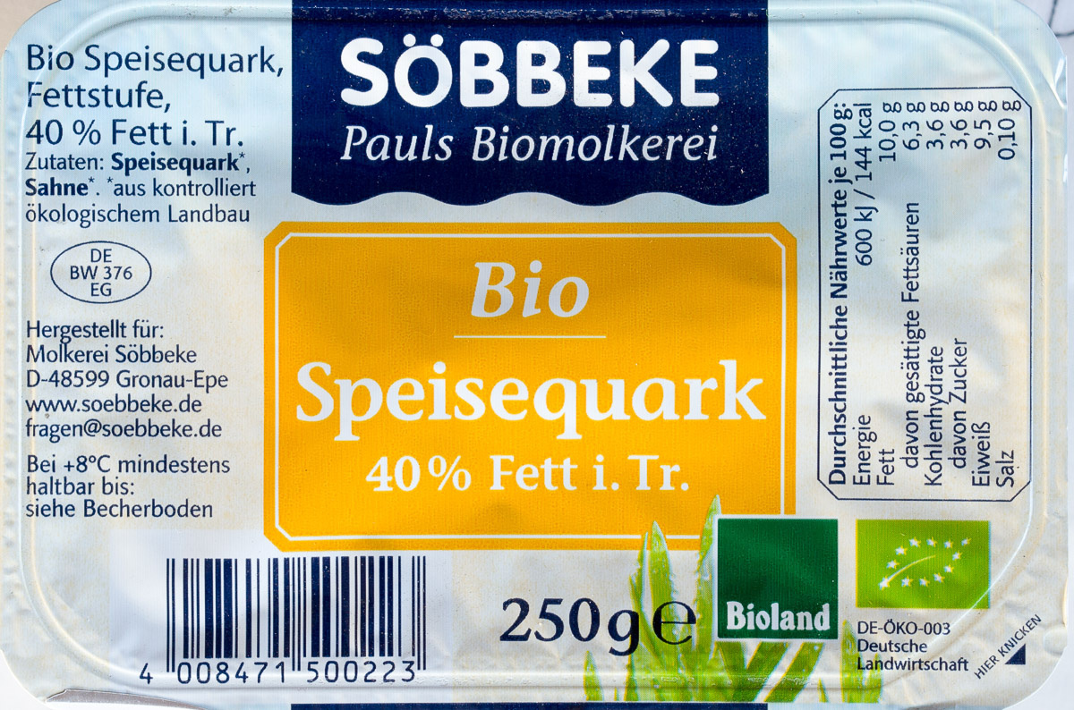 Bio Speisequark 40% Fett i. Tr. - Produkt