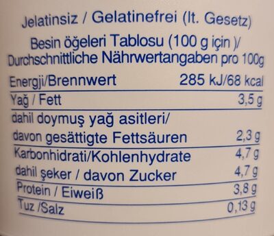 3,5% Fett Joghurt - Nährwertangaben