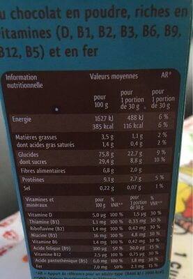 Choco Shells - Nutrition facts - fr