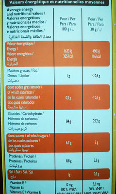 Corn flakes - Nutrition facts - fr