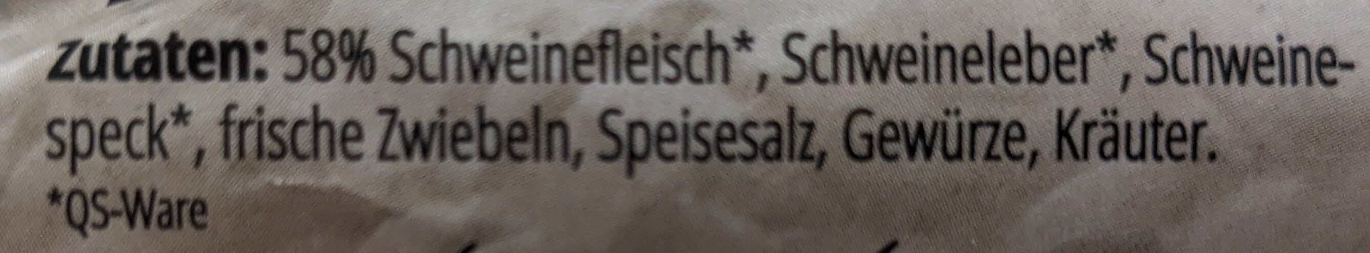 Original Pfälzer Leberwurst - Zutaten