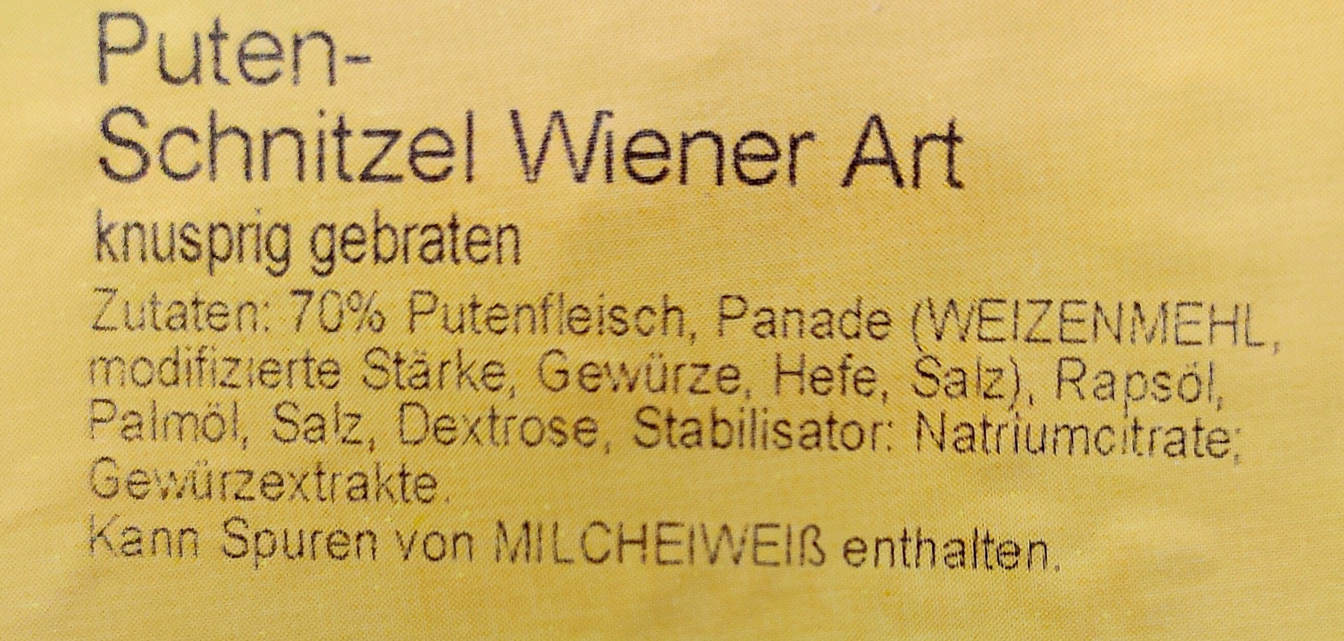 Puten-Schnitzel Wiener Art - Zutaten