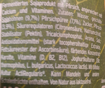 Activia 100% pflanzlich pfirsich - Ingredients - de