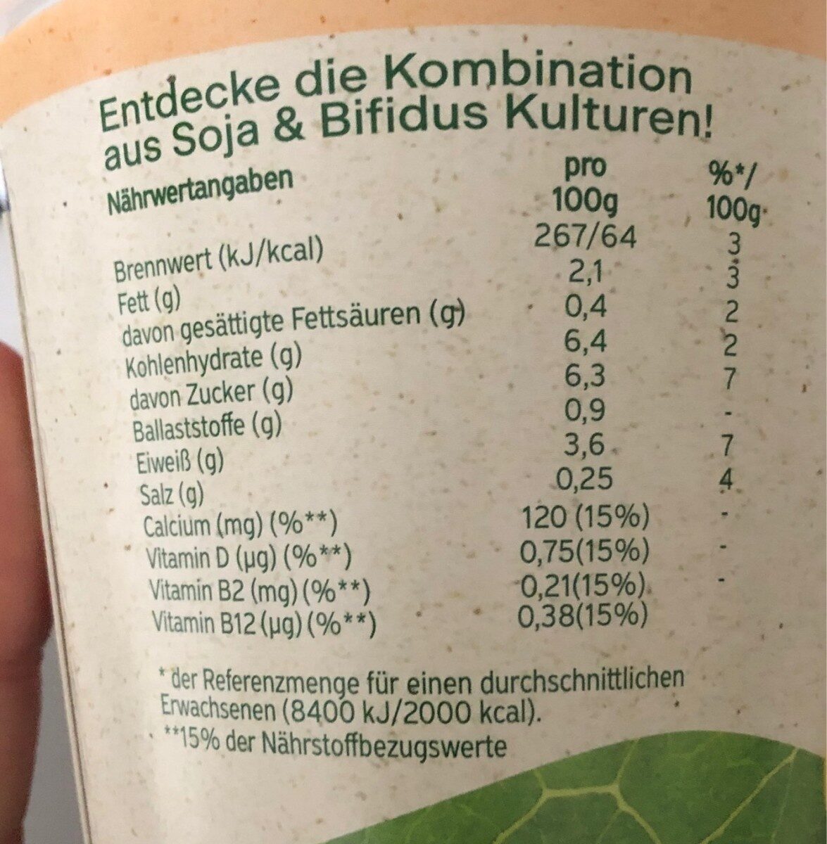 Activia 100% pflanzlich pfirsich - Nutrition facts - de