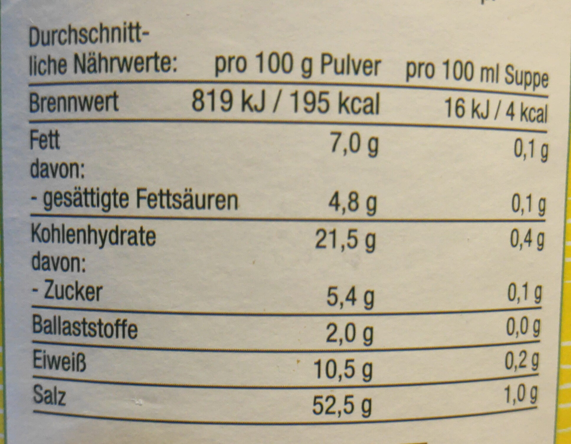 Tellofix klare Brühe - Nutrition facts - de