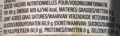Freedent white menthe douce - Nutrition facts - fr
