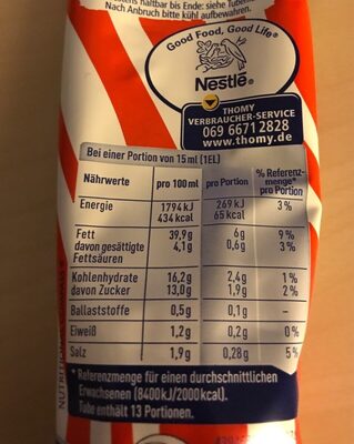 Thomy Rot/Weiß - Nutrition facts - de