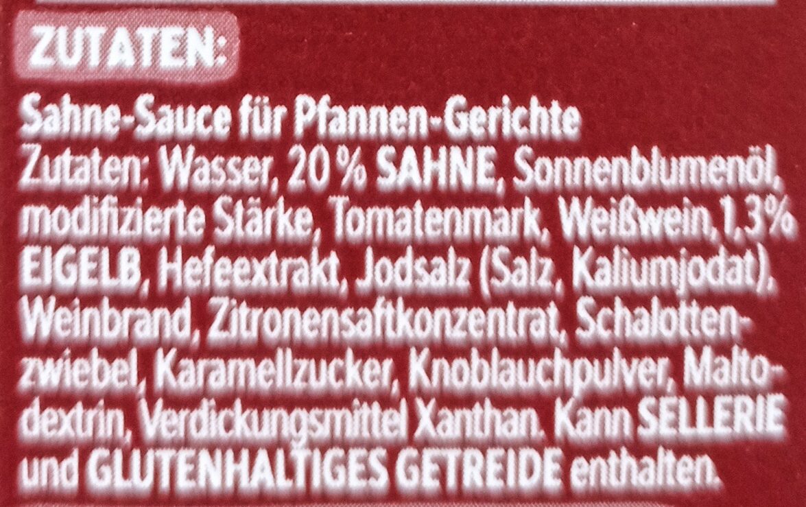 Sahne-Sauce - Ingredients - de